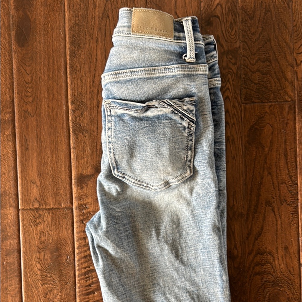 Buckle Light Blue Flare Women's Jeans - Picture 5 of 5